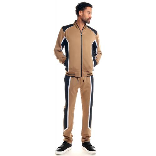 Stacy Adams Khaki / Black / White Modern Fit Tracksuit Outfit 2600